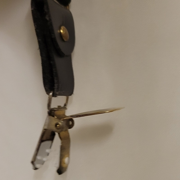 Vintage Pelican USA Black Adjustable Elastic Gold Clip on Checkered Suspenders - Picture 13 of 14